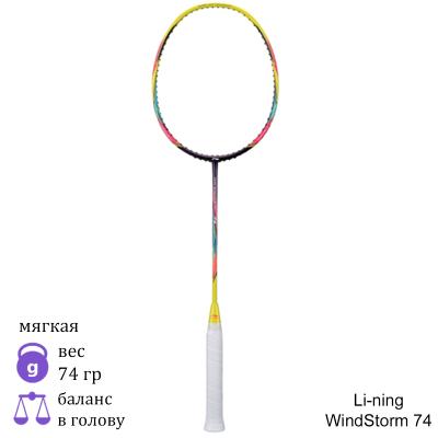 Бадминтонная ракетка Li-Ning WindStorm 74 Yellow/Pink/Purple