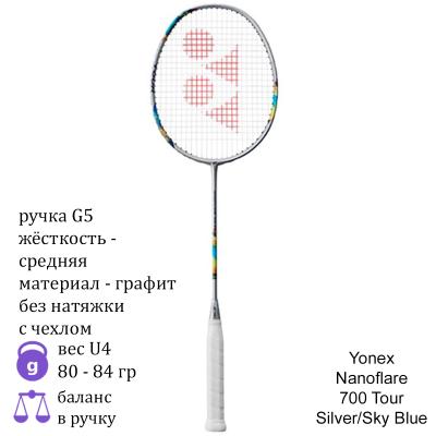 Бадминтонная ракетка Yonex Nanoflare 700 Tour Silver/Sky Blue
