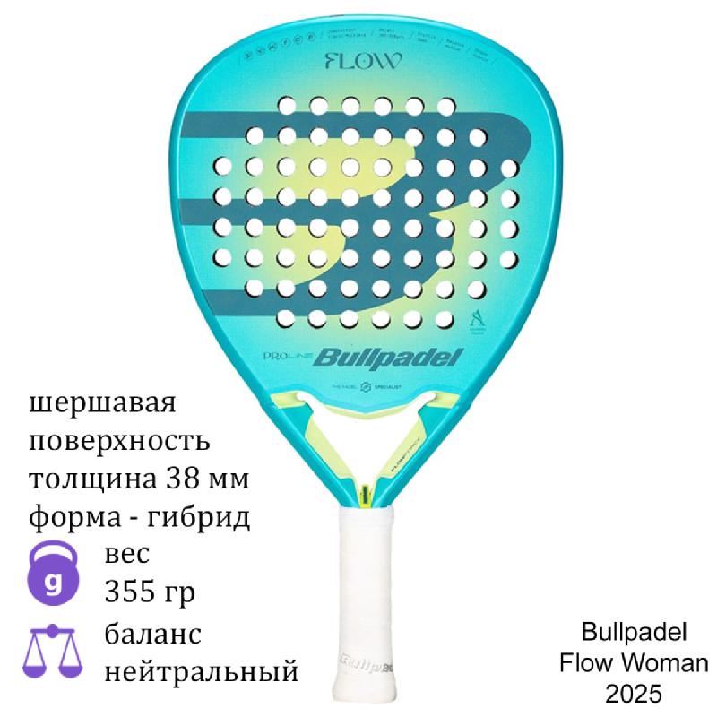 Ракетка для падел Bullpadel Flow Woman Turquoise/Neon Yellow (2025)