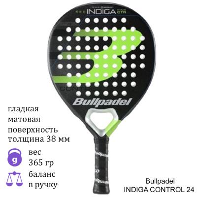 Ракетка для падел Bullpadel INDIGA CONTROL 24 Black/Green
