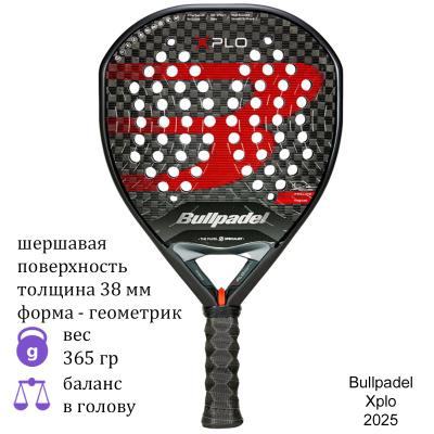 Ракетка для падел Bullpadel Xplo Black/Red (2025)