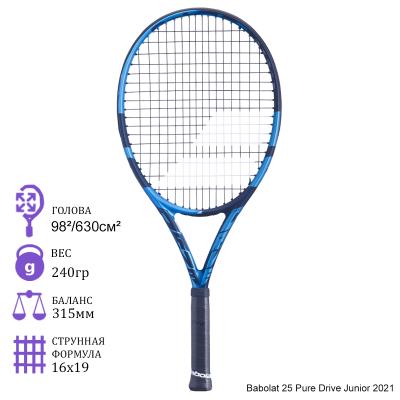 Теннисная ракетка детская Babolat 25 Pure Drive Junior 2021