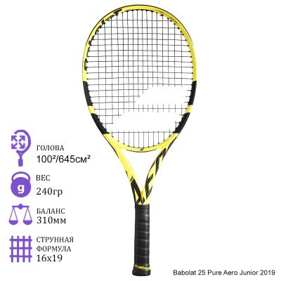 Теннисная ракетка детская Babolat 25 Pure Aero Junior 2019