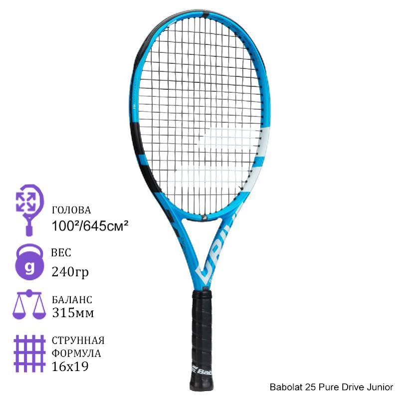 Теннисная ракетка детская Babolat 25 Pure Drive Junior 2019