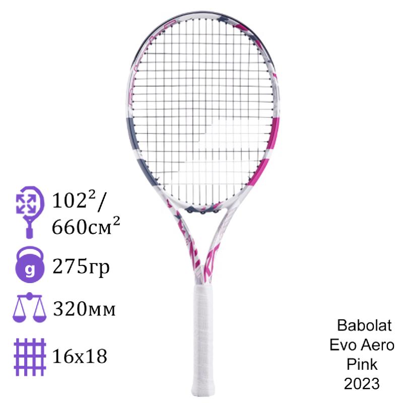 Теннисная ракетка Babolat Evo Aero Pink 2023