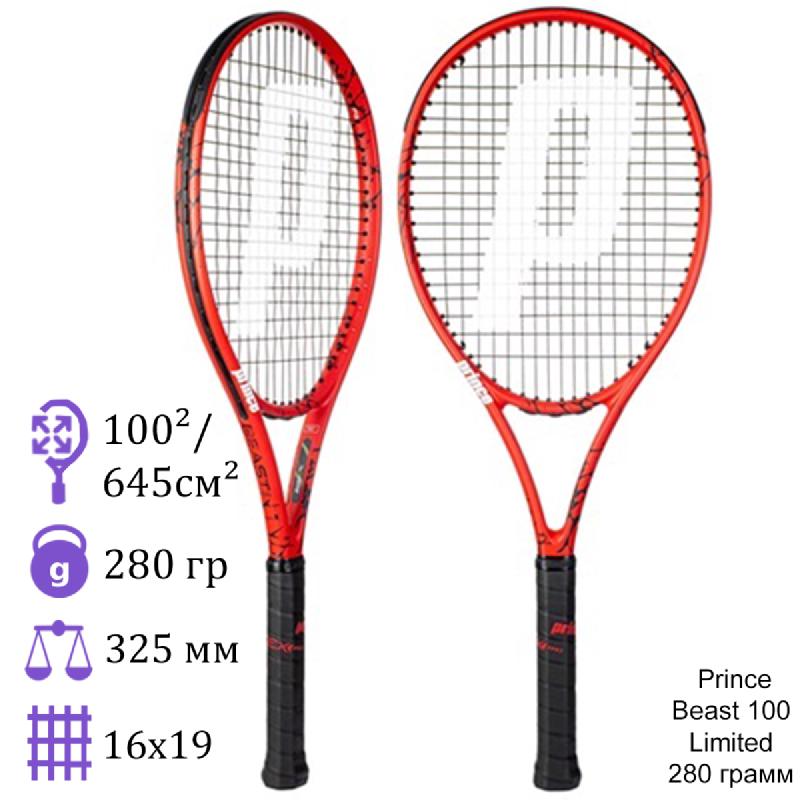 Теннисная ракетка Prince Beast 100 Limited 280 грамм