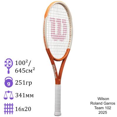 Теннисная ракетка Wilson Roland Garros Team 102 2025