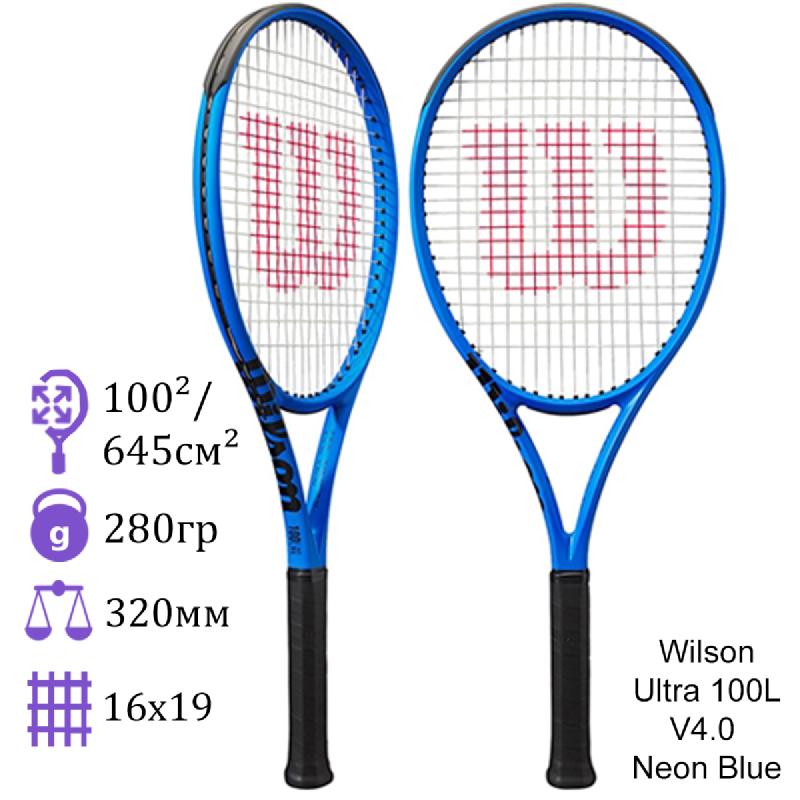 Теннисная ракетка Wilson Ultra 100L V4.0 Neon Blue