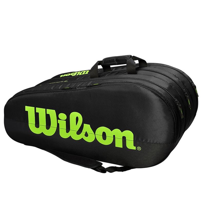 Теннисная сумка Wilson Team 3 Comp Black/Green на 12 ракеток