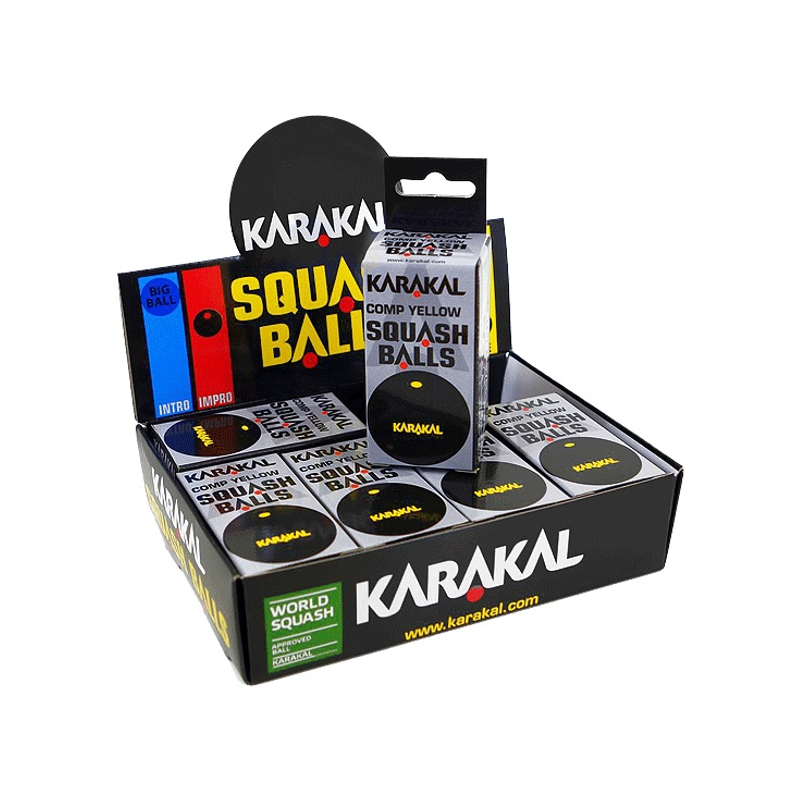 Мячи для сквоша Karakal Yellow Dot Squash Balls 12 (6x2)