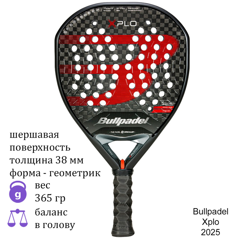 Ракетка для падела Bullpadel Xplo Black/Red (2025)