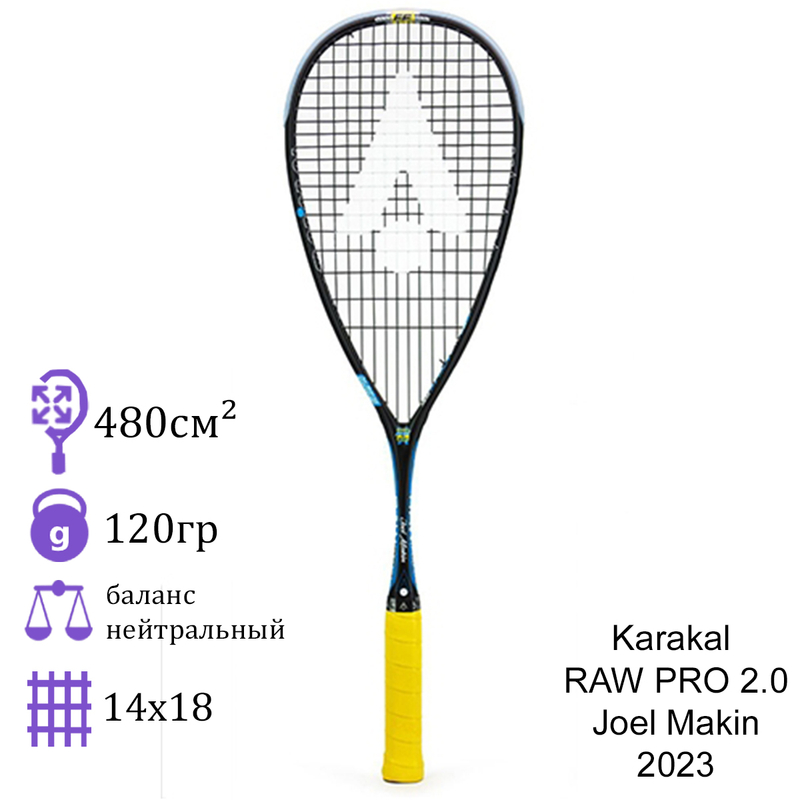 Ракетка для сквоша Karakal RAW PRO 2.0 Joel Makin 120 гр. 2023