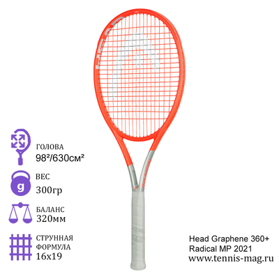 Теннисная ракетка HEAD Graphene 360+ Radical MP 2021
