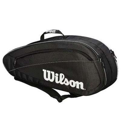 Теннисная сумка Wilson Federer Team Чёрно-белая на 6 ракеток